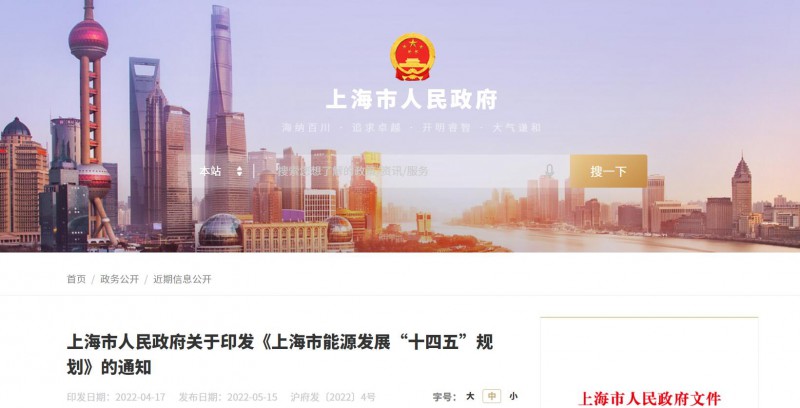 光伏新增2.7GW！上海市印發(fā)能源“十四五”規(guī)劃！