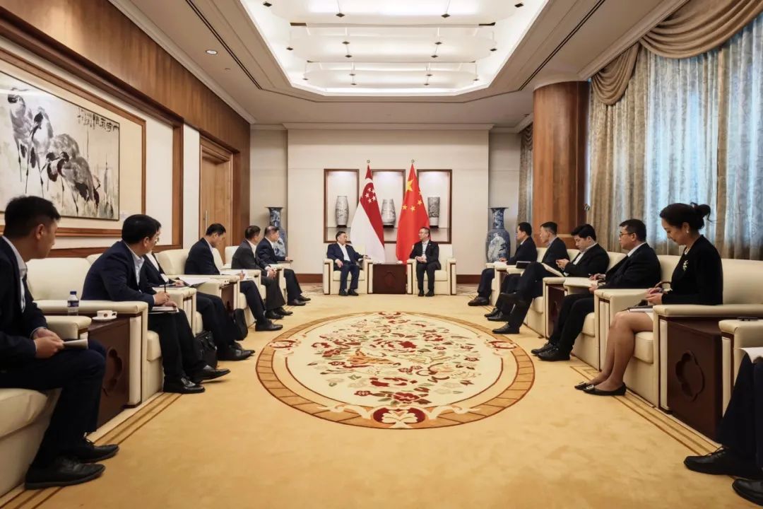中國能建黨委書記、董事長宋海良與中國駐新加坡大使館臨時代辦朱憬會談